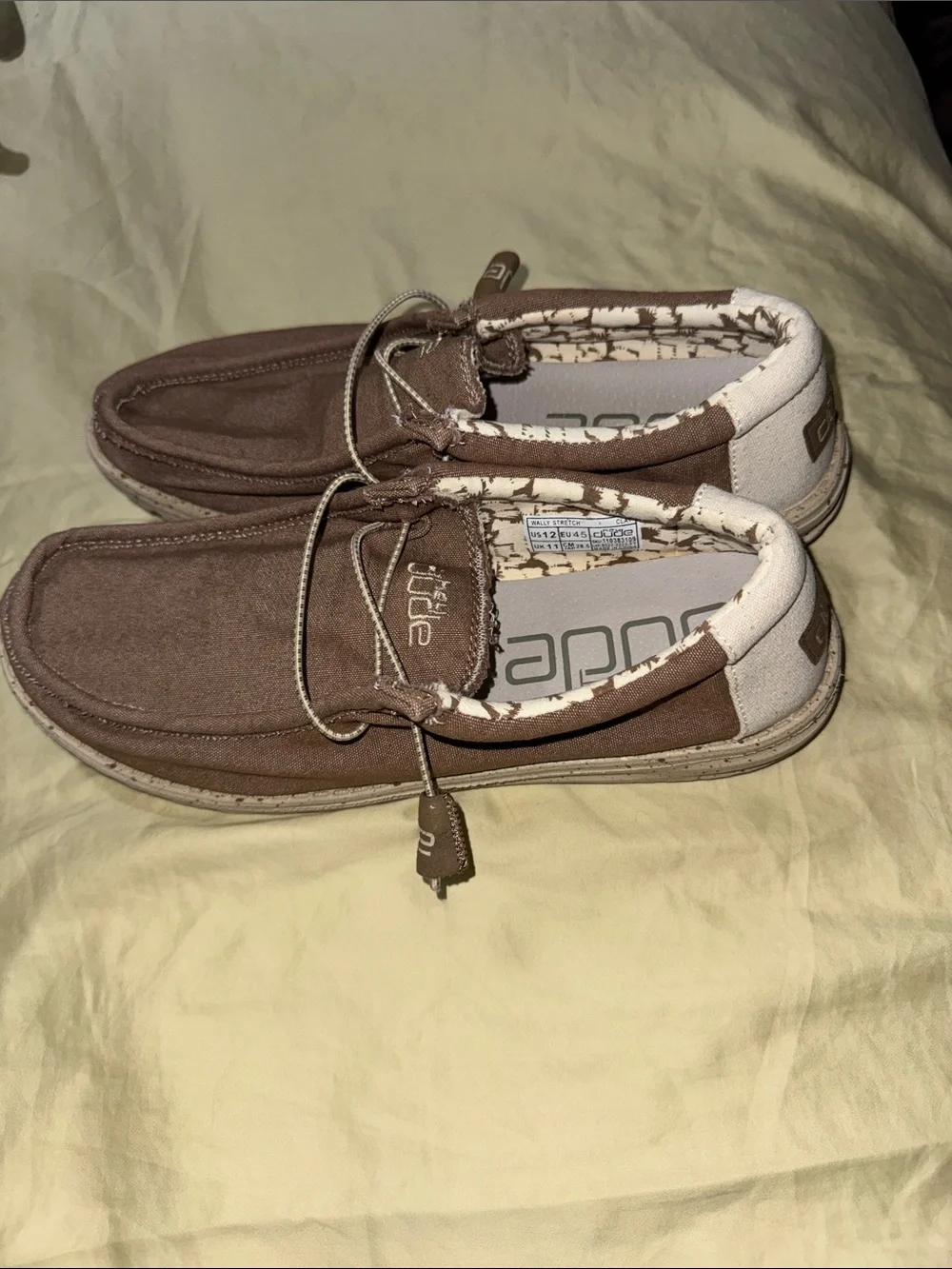 Hey Dude Men’s Brown Canvas Slip-On Boat Shoes